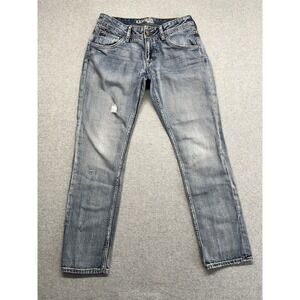 Express Jeans Women's Sz 6 Medium Wash Straight Leg Pocket Cotton Y2K Distressed